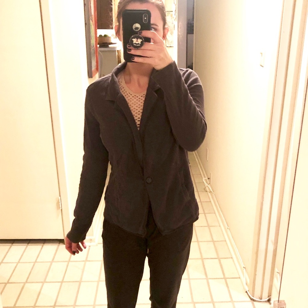 Dark grey blazer-cut cardigan